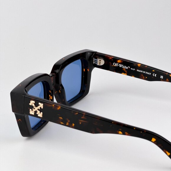 Off-White VIRGIL Sunglasses – Havana Square Frame Blue | Model OERI008 6045 - Picture 7 of 11